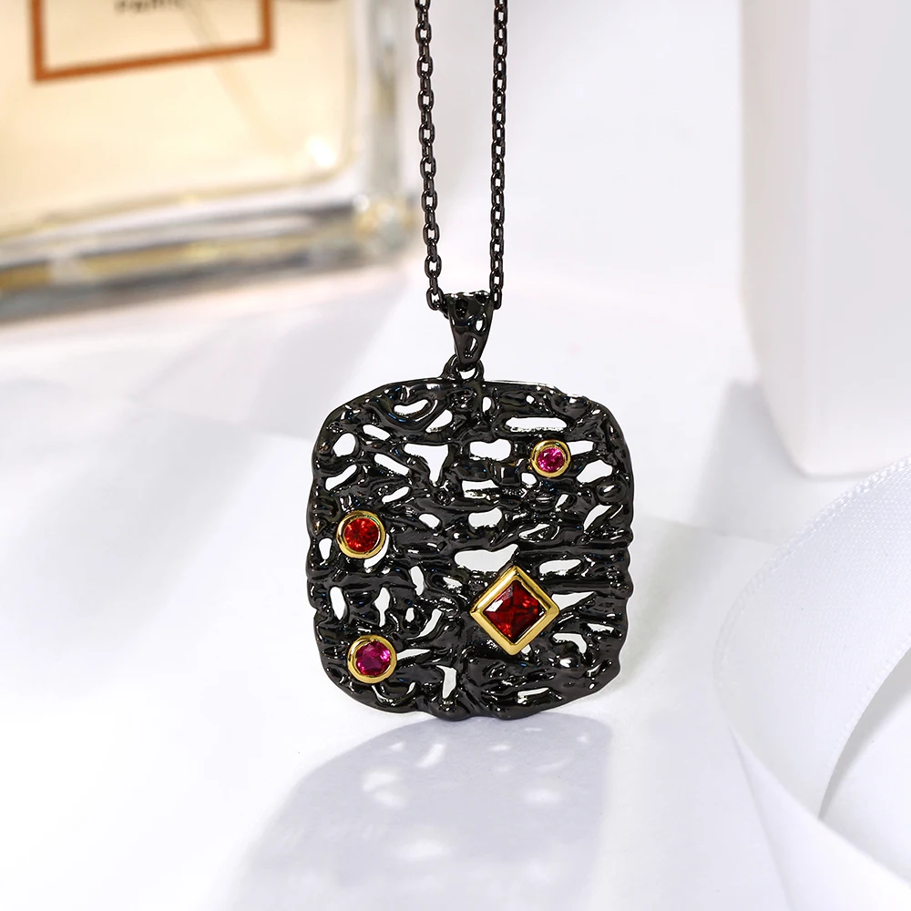 Ожерелье с большой квадратной подвеской и черной цепочкой для женщин модные