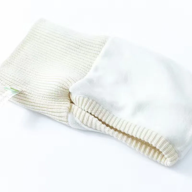 Зимние ветрозащитные шляпы и шарф для детей ясельного возраста белые вязаные