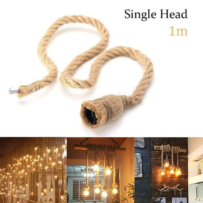100 см, Ретро стиль, одинарная канатная люстра, Лофт лампа, обеденный тканевый шнур, ретро промышленный стиль, светильник, электрический провод E27