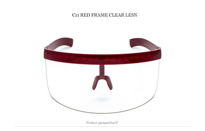 C11 Red CLear Lens ROSANNA сексуальные негабаритные солнцезащитные очки с козырьком, женские новые дизайнерские большое зеркало в рамке, солнцезащитные очки, мужские ветрозащитные очки 668 - Цвет линз: C11 Red CLear Lens