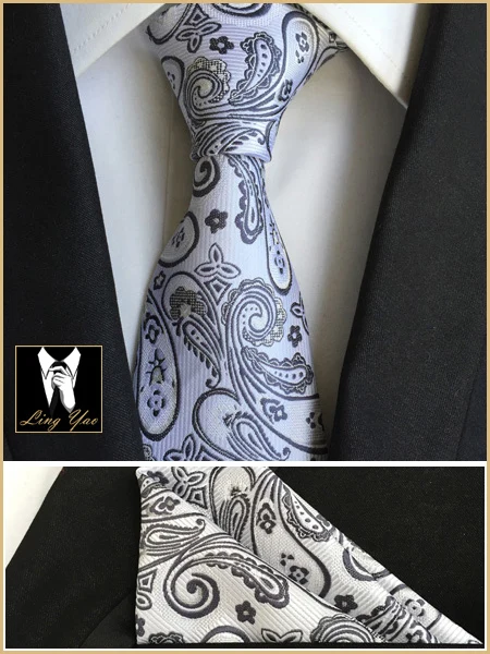 Топ Дизайнер 8 см классический галстук набор с платком элегантный Лавандовый