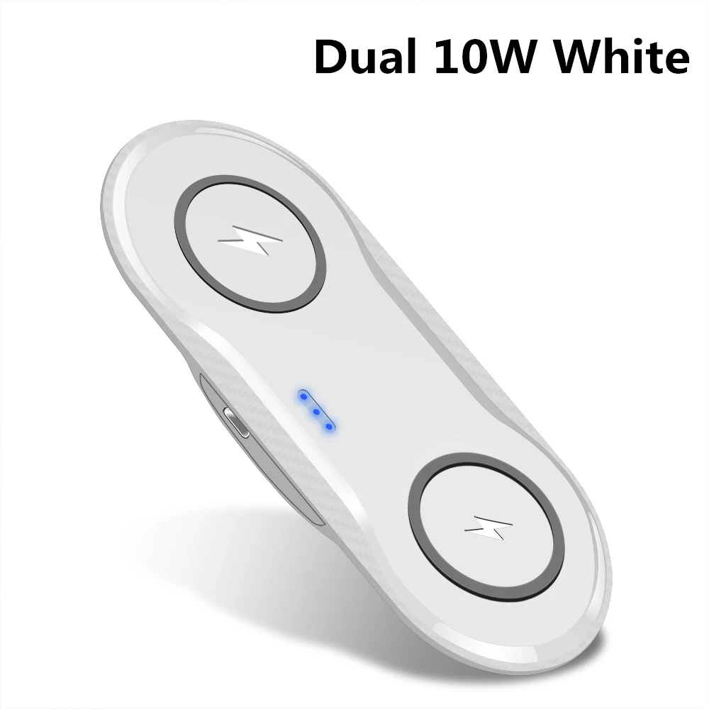 Double 10W White 20 Вт двойной 2 в 1 беспроводной зарядное устройство для iPhone 11 Pro XR XS X 8 AirPods Qi двойной 10 Вт быстрая зарядная станция для samsung S10 S9 - Цвет: Double 10W White