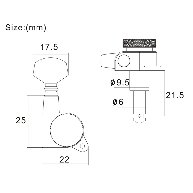 6 шт. закрытые String гитарные Колки Электрогитары тюнеры черный/хром|Детали и