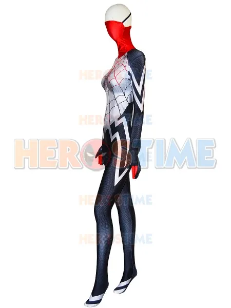 Шелковый костюм Cindy Moon Spider косплей боди Женский 3D принт Человек-паук для