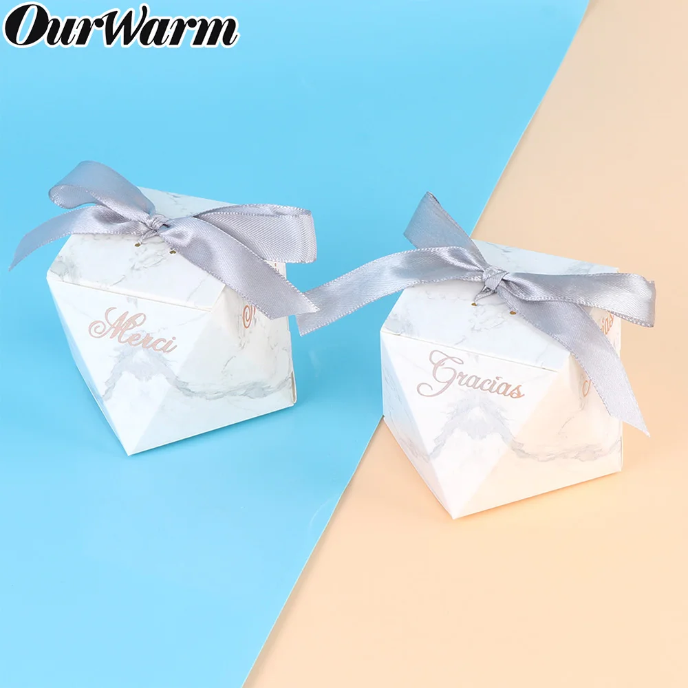 OurWarm, 10 шт., крафт-бумага, коробка для конфет, французский испанский, подарок, сумка, лента, свадебное крещение, украшение для вечеринок
