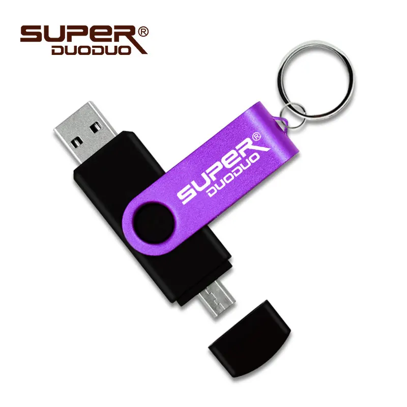 Фиолетовый С брелками USB флеш-накопитель OTG ручка-накопитель 64 ГБ 32 ГБ 16 ГБ 8 ГБ 4 ГБ внешний накопитель Micro USB флеш-накопитель 128 ГБ usb - Цвет: Фиолетовый