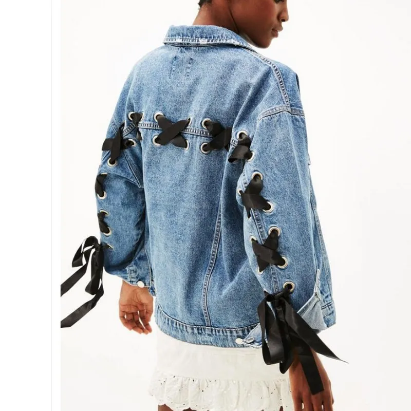 Осенняя куртка-бомбер на шнуровке с перекрещивающимся крестом для бойфрендов