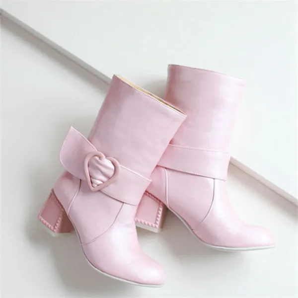 2015 зима новый скольжения на мягкой кожи твердые боути середины икры женщины