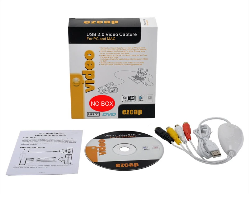 Ezcap1568 USB аудио Захват аналогового видео от VHS, V8, Hi8, 8 мм видеокамеры ТВ stb к цифровому, подходит MAC OS и Win10 64