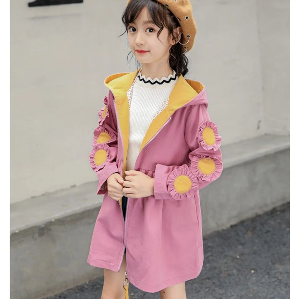 Детское пальто для девочек на весну-осень с длинными рукавами подходит детей 3 4 6 8