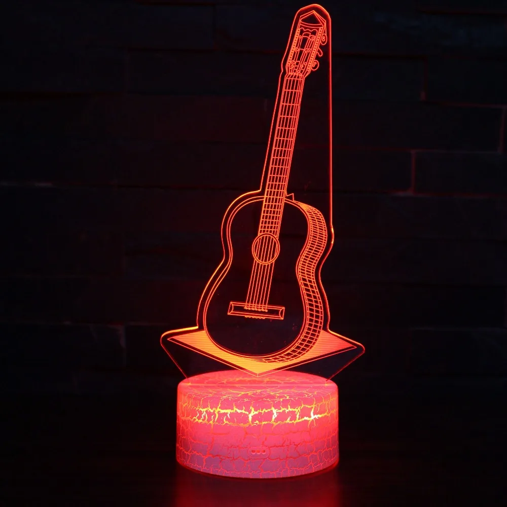7 цветов гитара барабана Sax LED 3D Иллюзия визуальный ночник Творческий Спальня Украшение стола свет новинка красочные лампы Abajur