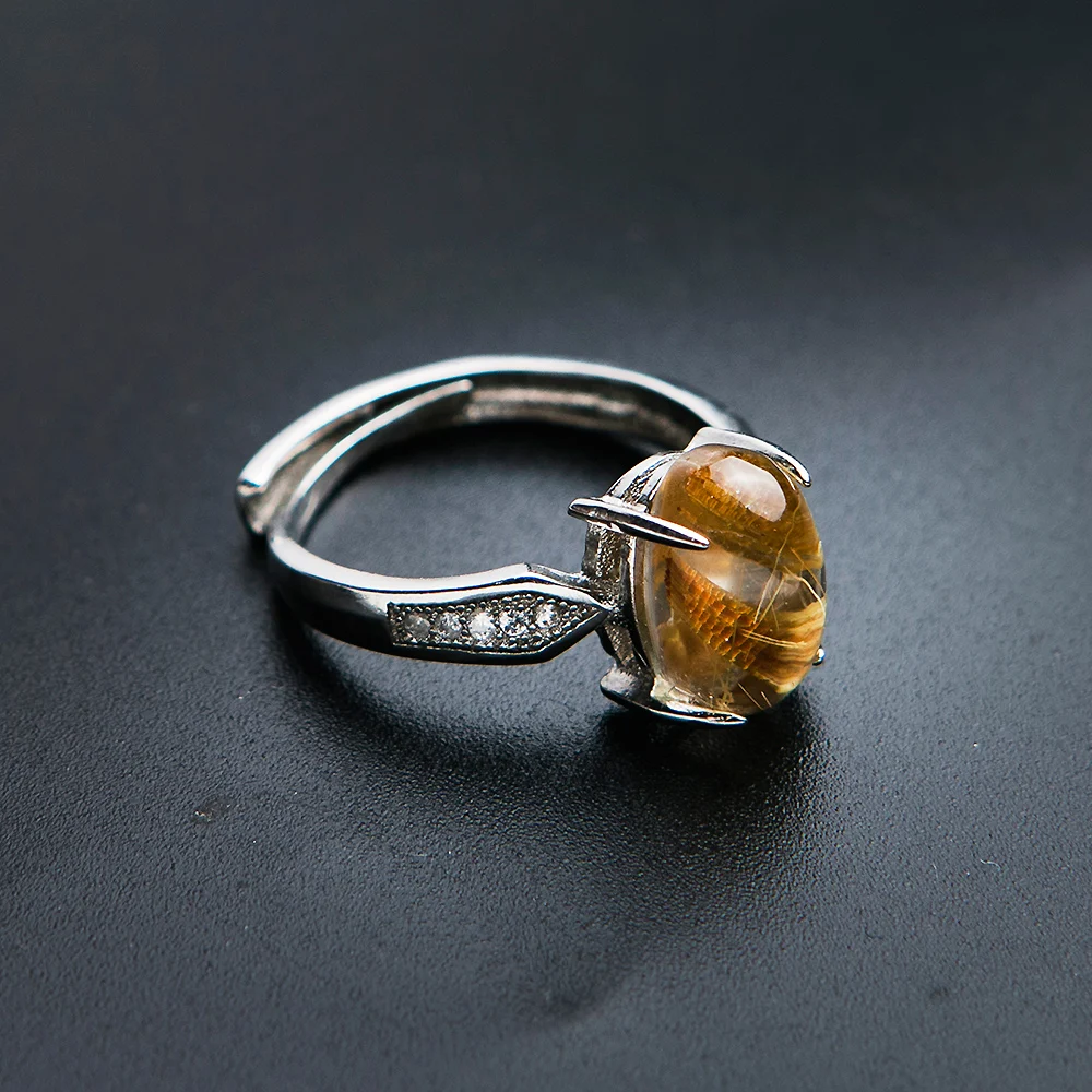 Genuine Natural Titanium Rutilated Quartz Round Bead Fashion Silver Women Man Jewelry Ring 7*10mm | Украшения и аксессуары