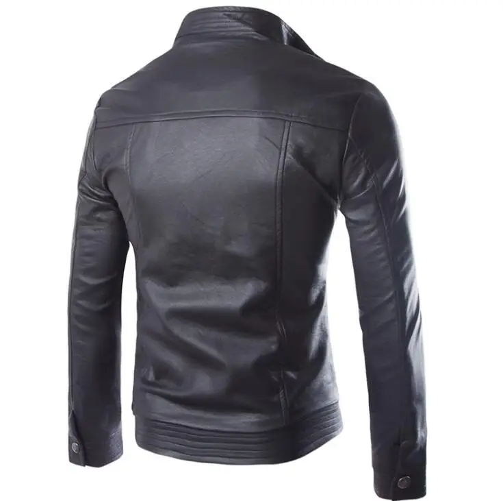Hot 2021 Korean New Fashion Men Autunm Winter Brown Faux Leather Jackets mens Slim Black Zipper Motorcycle Jacket Coats M-4XL | Мужская
