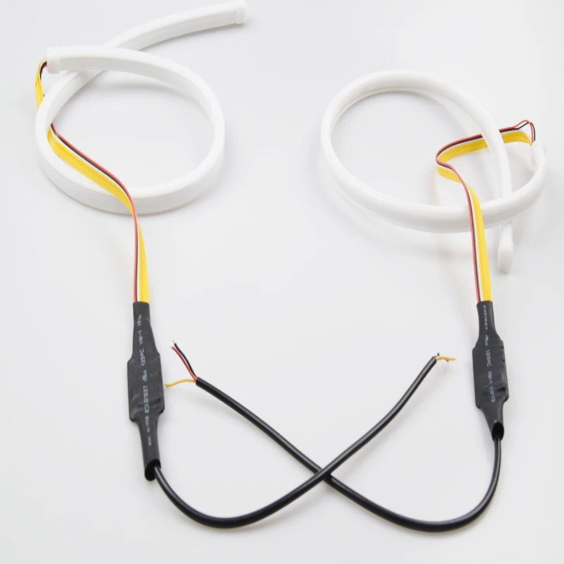 Бесплатная доставка гибкие автомобильные DRL Запуск поворотник белый