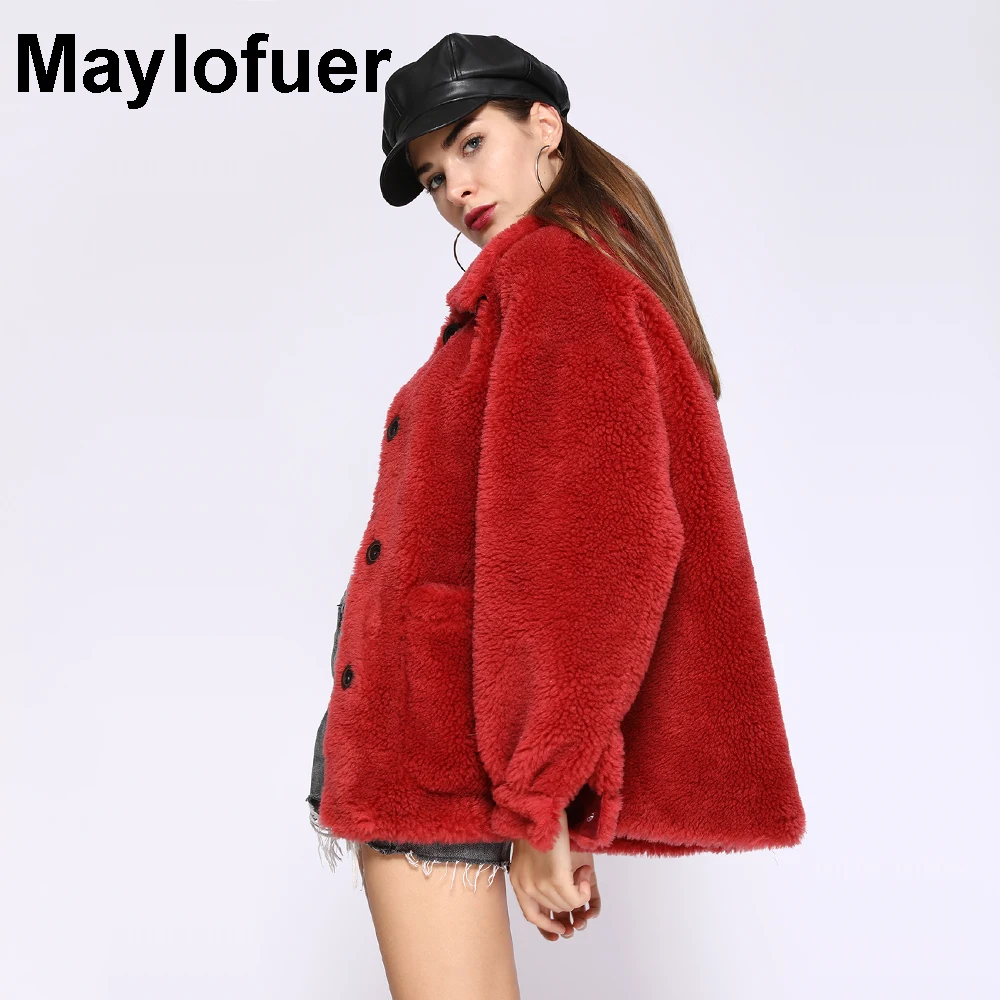 Maylofuer Новые поступления Короткая натуральная овечья шерсть Шуба Мода Тедди Куртка Разноцветные Верблюжий Тедди Пальто