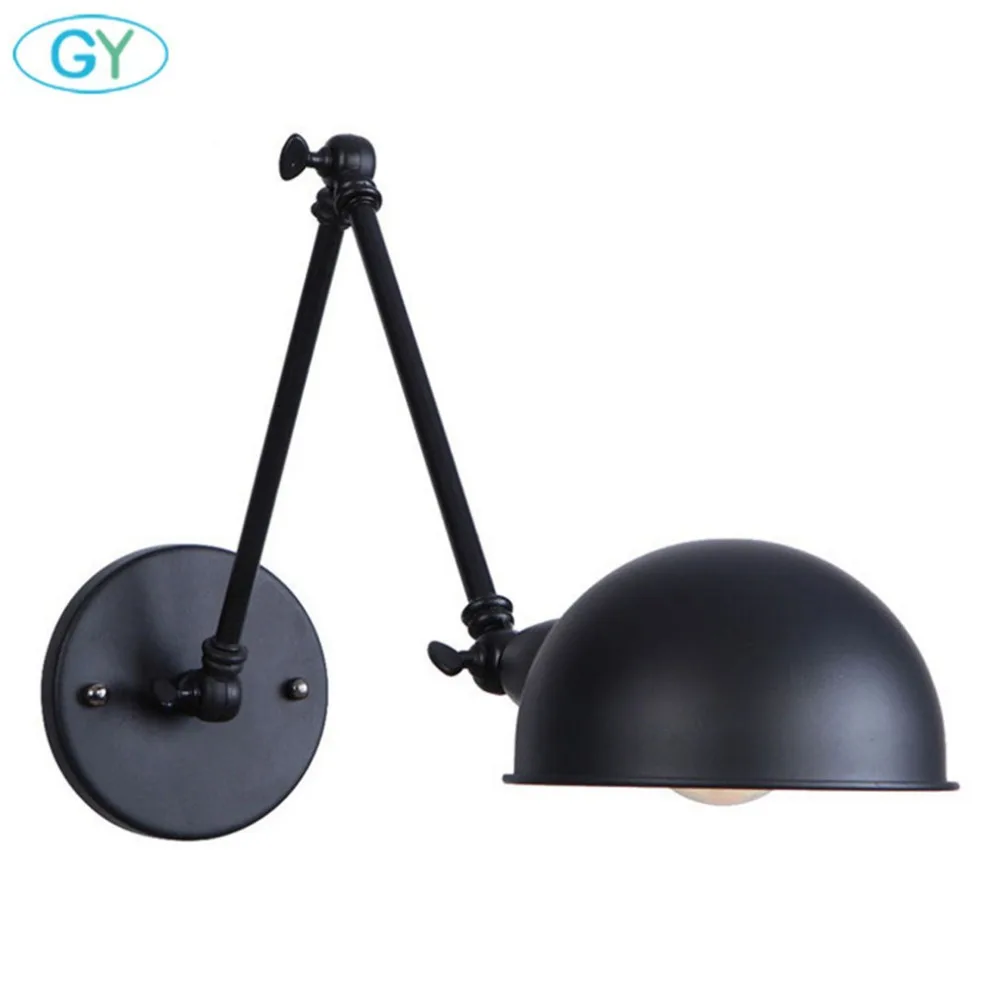 Goede Antieke Zwarte 2 Arm Verstelbare Wandlamp Up Down E26 Swing Arm Muur Verlichting Armatuur Kantoor Sconces Lamp