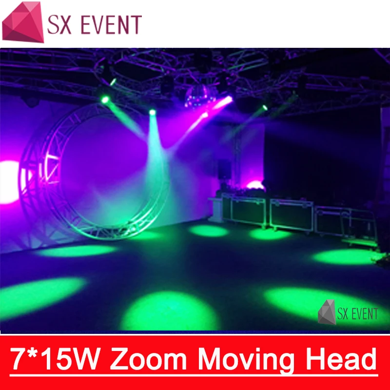 7*15 Вт zoom Подвижная головка профессиональное освещение dmx dj светодиодная Zoom 16 DMX