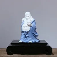 The 20cm-high Office Feng Shui of Mile's Smiling Buddha Dedicates The Soft Ornaments of Bogujia White Porcelain Decoration