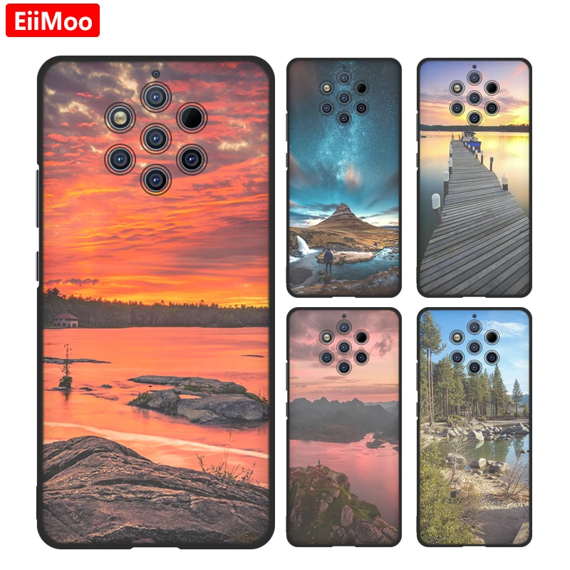 Силиконовые чехлы EiiMoo для Nokia 9 PureView Модный мягкий чехол из ТПУ с пейзажным