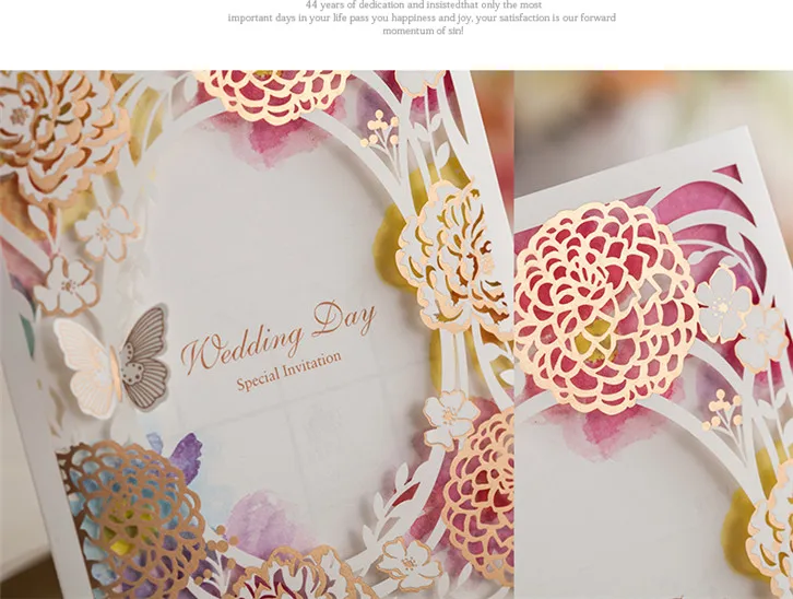 Персонализированные элегантный розовый цвет лазерная резка Флора приглашение