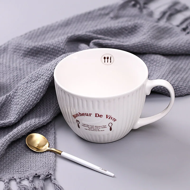 

Mug Ceramic French Retro Breakfast Cup Yogurt Oatmeal Cup Large-capacity Home Creative Large Milk Cup