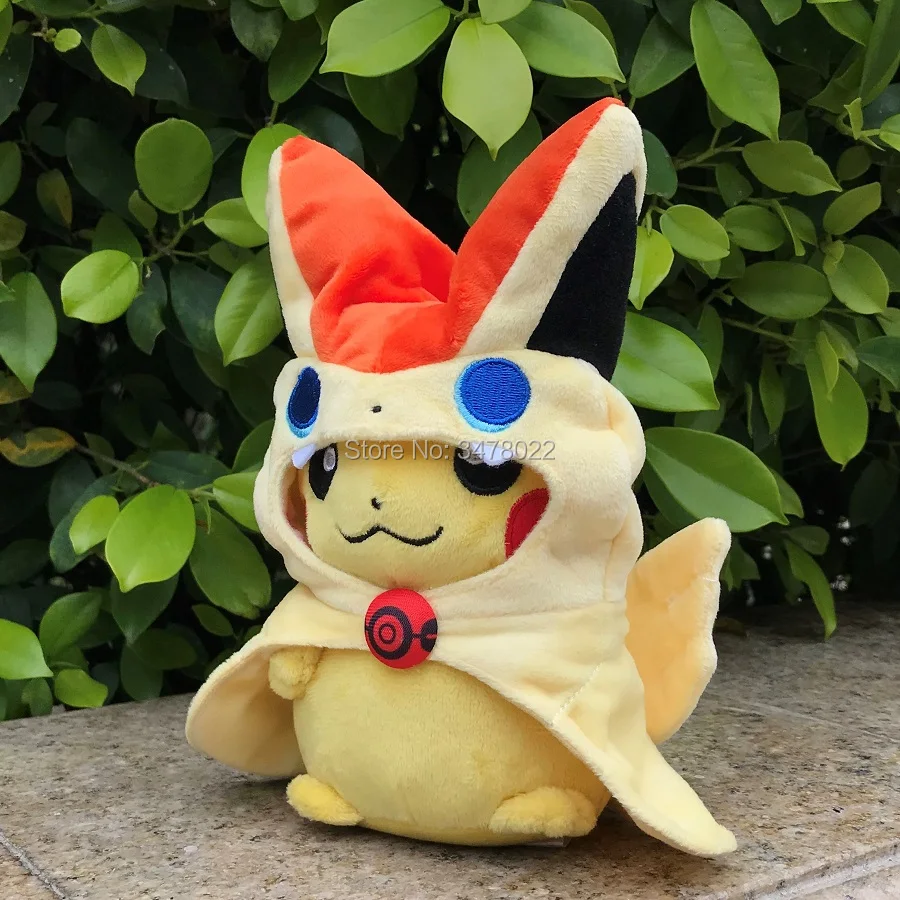 Плюшевые игрушки Pikachu для косплея накидка-пончо с рисунком милых животных