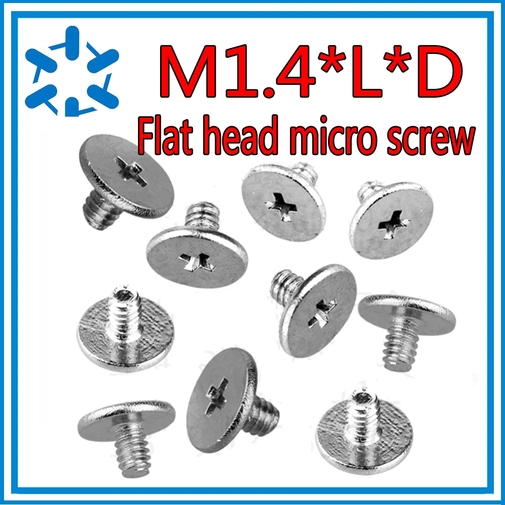 1000pcs/lot M1.4*L*D type CM Thin head phillips micro machine screw precision mobile nickel plated Flat | Обустройство дома