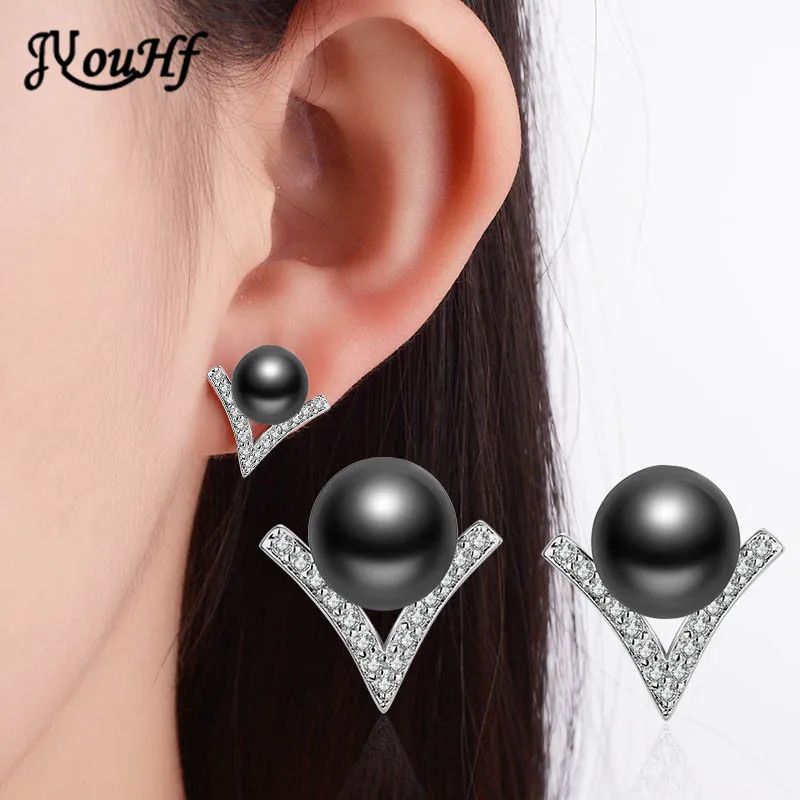 Женские серьги-гвоздики с жемчугом V-образной формы | Украшения и аксессуары