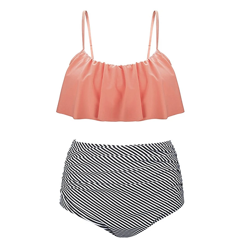 Бикини для женщин 2018 купальник с высокой талией лямкой через шею сексуальный