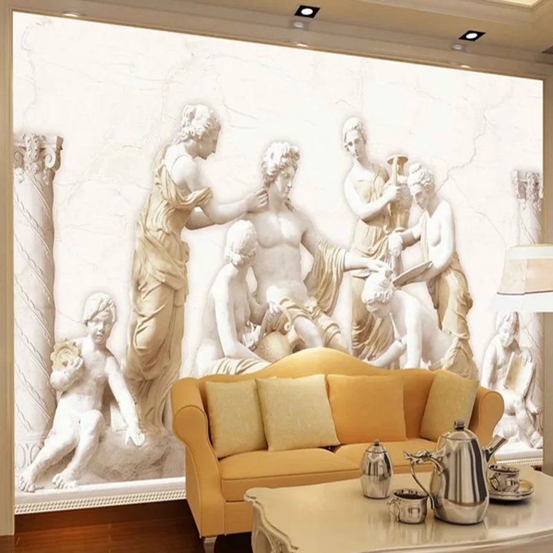 Винтажная настенная ткань в европейском стиле 3D тисненые римские статуи