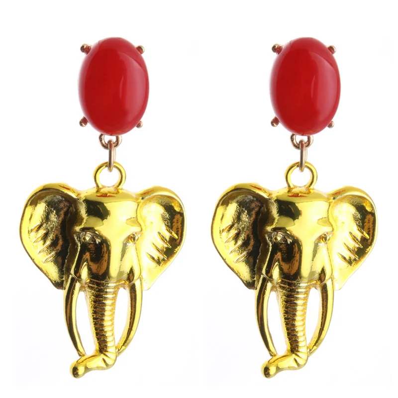 Женские серьги подвески NeeFu WoFu большие из натурального камня серьга слон голова