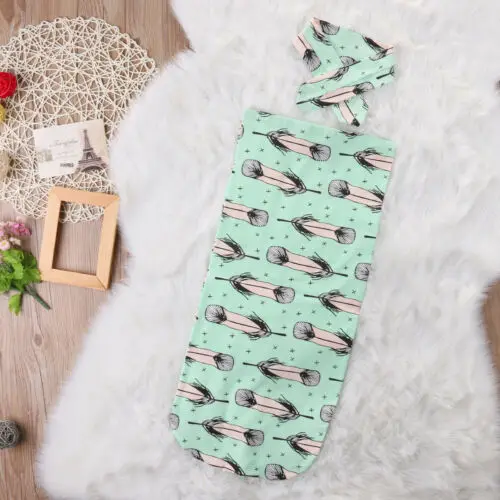 1PCS Baby Blanket+ Headband Print Photography Props DIY Stroller Swaddle Wrap Sleeping Bag Cute Headband Cover Play Mat Set