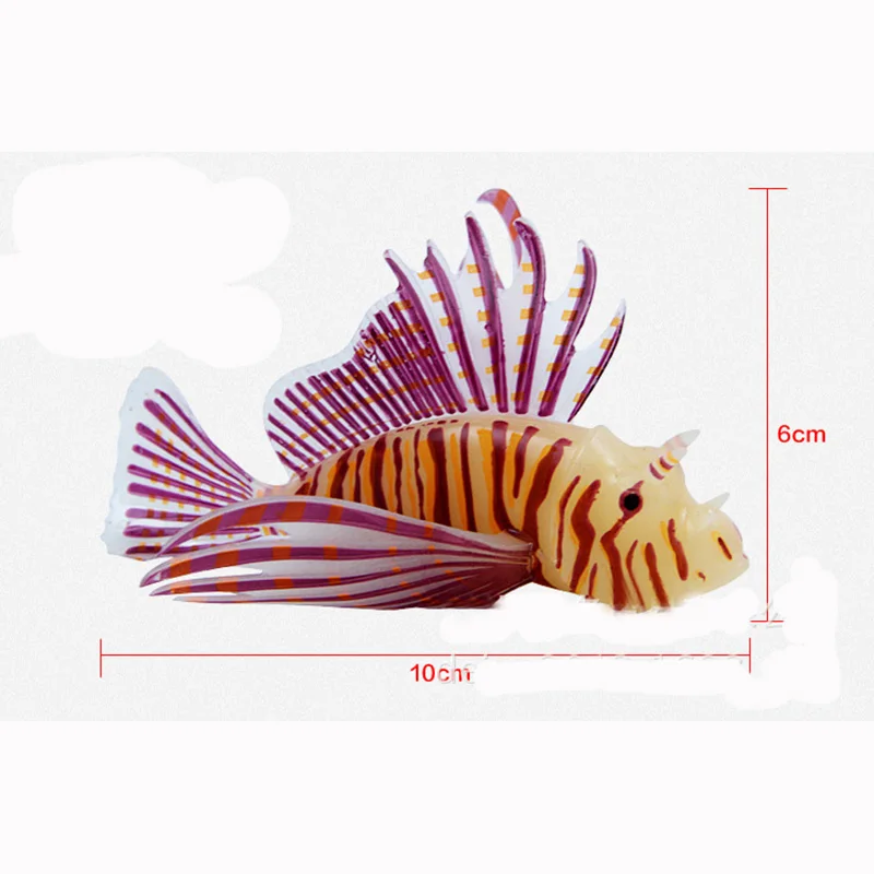 Маленькие силиконовые искусственные украшения для аквариума Lionfish светящиеся