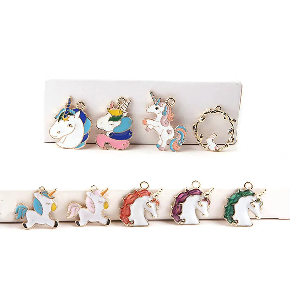 Unicorn Charms набор из 10 Rainbow color Birthday Small Bracelet Glitter Planner Charm Cute подвеска единорог|Шармы| |