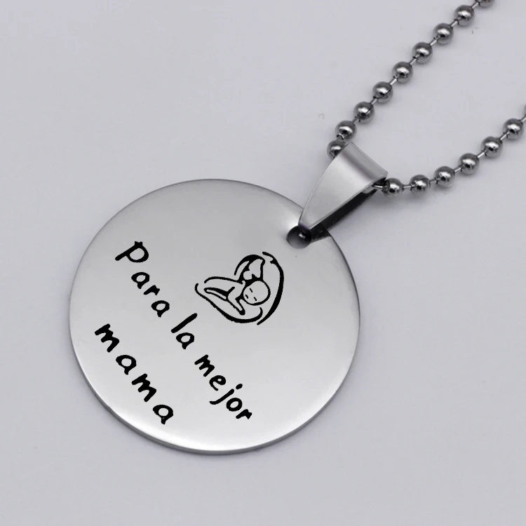 &quotPara la mejor mama&quot ожерелье прекрасный ребенок из нержавеющей стали диск женские
