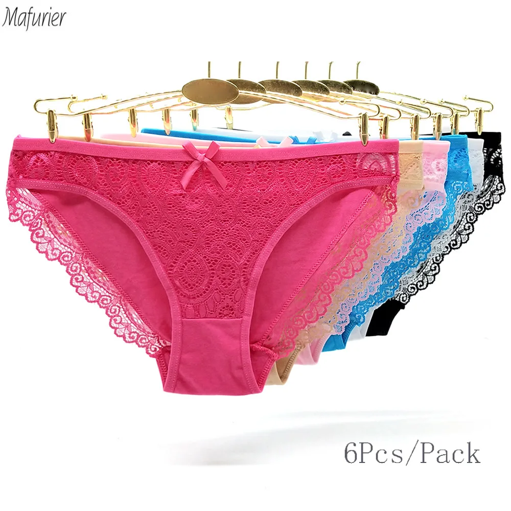 

Mafurier Free Women New Sexy Underwear Panties Female Sexy Cotton Panties MS Lady Soft Briefs Lace Knickers For Women 6Pcs/Lot