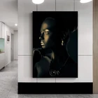 Женская картина маслом на холсте с превосходными черными камнями и кожей, постеры и принты, настенные художественные картины для декора комнаты