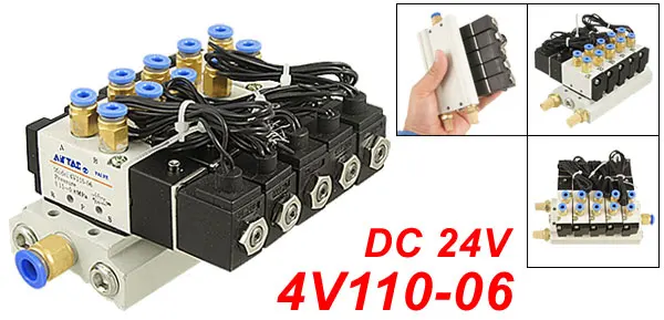 DC 24V 5/3" быстрая установка 2 положения 5 способ 5 Соленоидный клапан w база глушитель