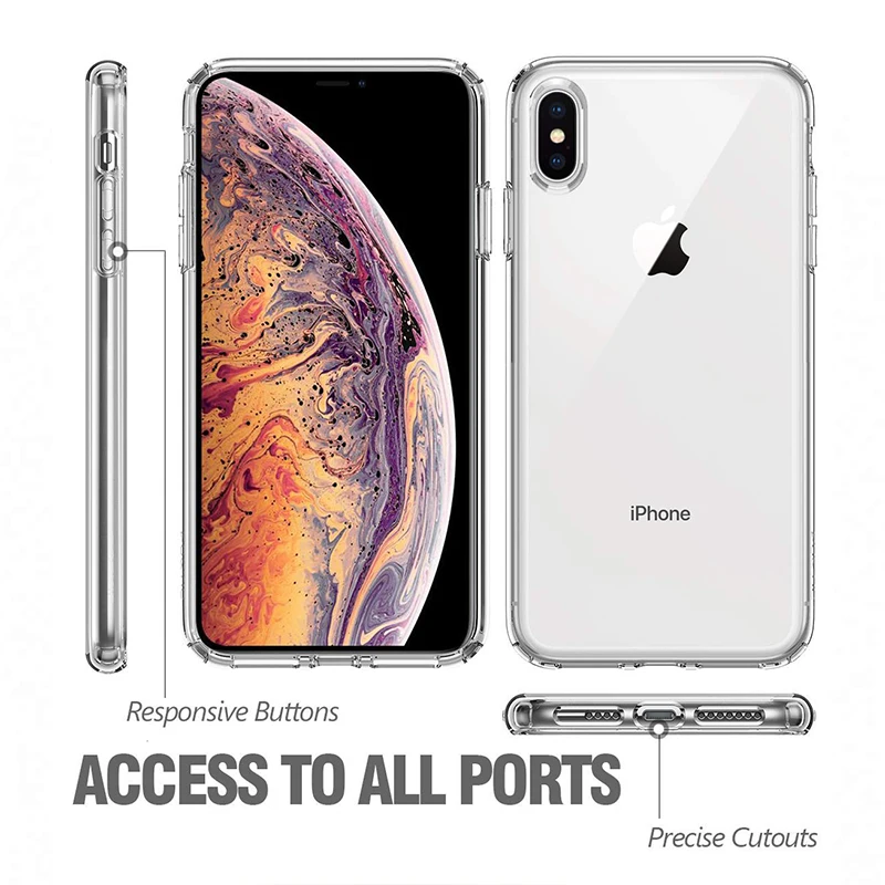 WZH Мягкий чехол из ТПУ для iPhone XS Max прозрачные тонкие чехлы MAX XR X 7 PLUS 8 6S 6 прозрачный
