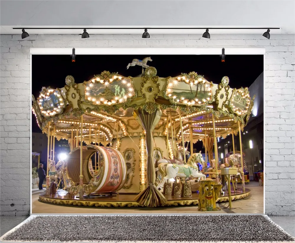Фоны для фотосъемки Laeacco Baby amusance Carousel Night Scenic индивидуальные фотографические фоны
