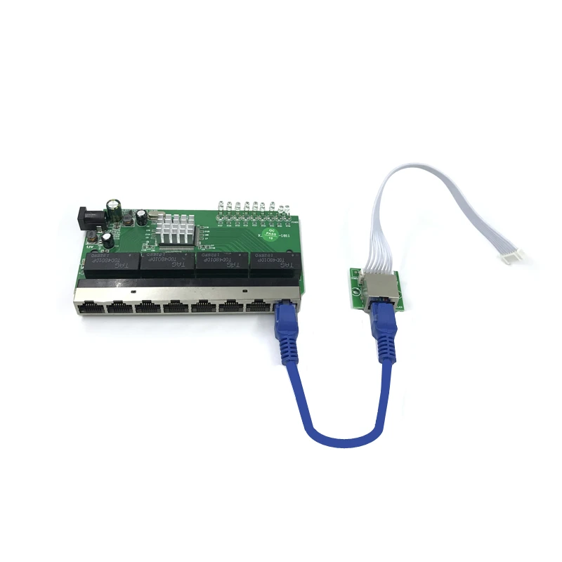 2-Transfer module OEM PBC 8-портовый гигабитный Ethernet коммутатор 8 портов met 8-контактный разъем 10/100/1000 m концентратор 8way штекер питания печатная плата OEM schroef gat - Цвет: 2-Transfer module