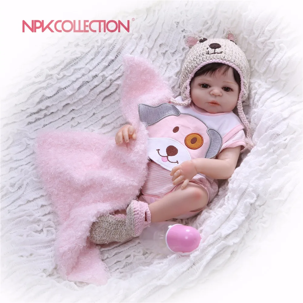 NPK Boneca Reborn розовая собака полностью силиконовый винил bdoy Baby Doll игрушки