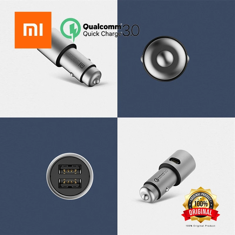 Xiao mi оригинальный автомобиль Зарядное устройство QC3.0 автомобиля 5 В/3A Dual USB