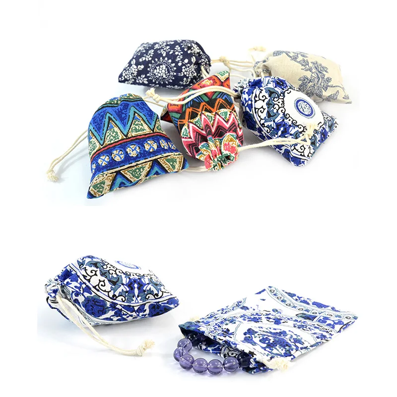 Карманный ювелирный мешок стиль 5 шт цветы небольшой шнурок упаковка мешочек для