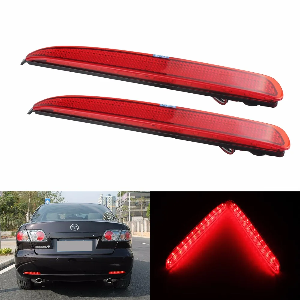 

ANGRONG 2x Red Lens LED Rear Bumper Reflector Tail Brake Stop Light For Mazda6 03-08 JDM Atenza GG 02-07 (CA170)