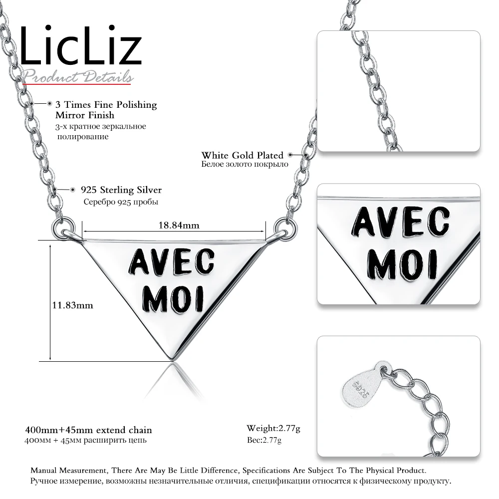Женское ожерелье с подвеской из настоящего серебра LicLiz геометрическое