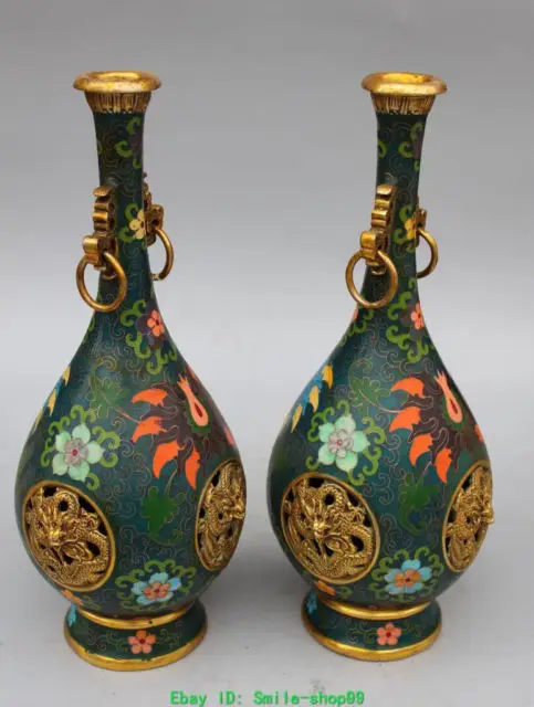15 &quotКлеймо Китайский Перегородчатой Эмали Свинка Дракон Ваза для цветов Бутылка