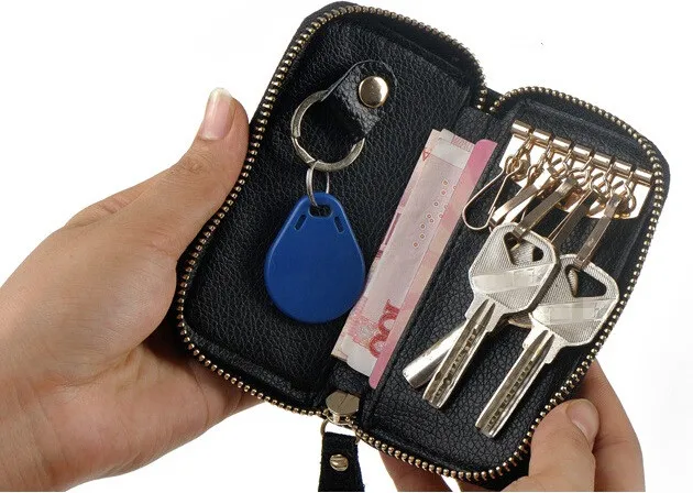 Кошелек для ключей унисекс из натуральной кожи однотонный DC38 2019 | Багаж и сумки