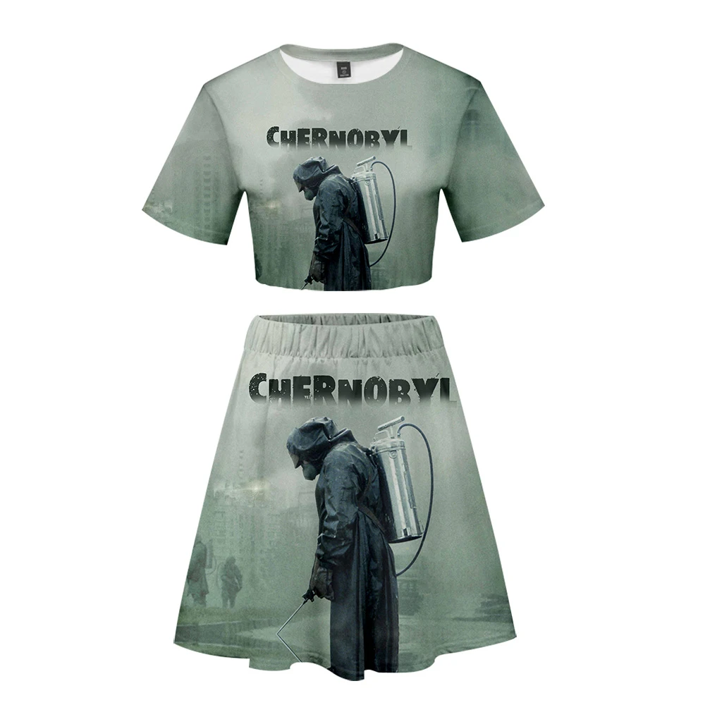 

Chernobyl3D Printed Women Two Piece Set Casual Summer Crop Top+Skirt Hot Sale 2019 Trendy Streetwear Clothes
