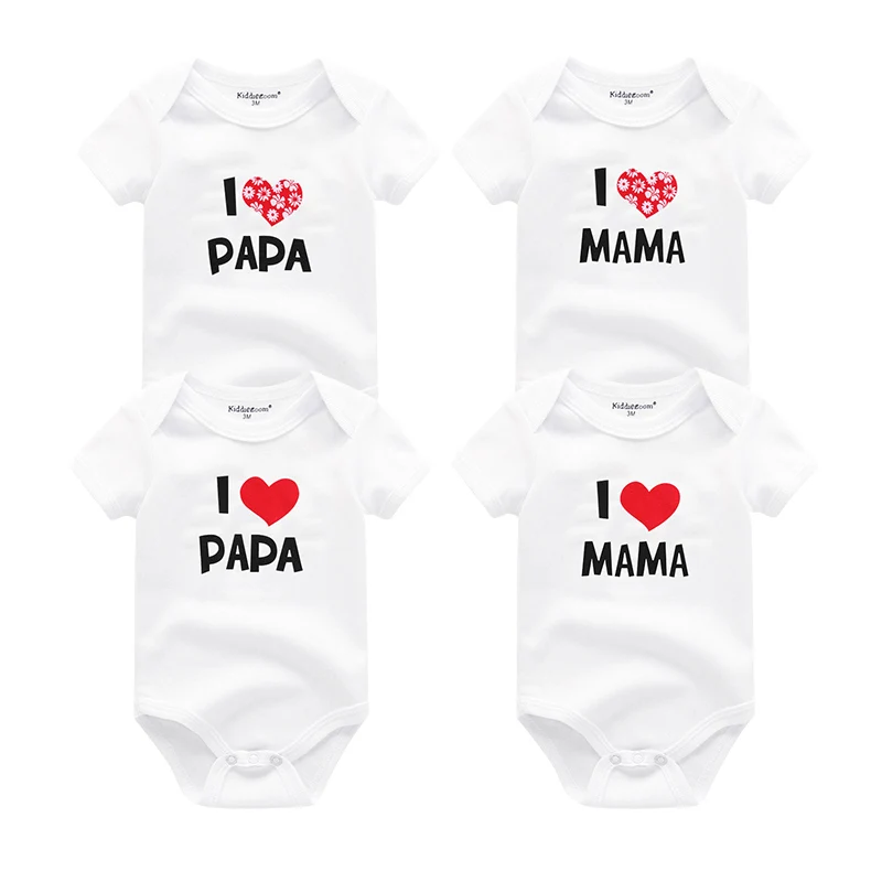 Baby Rompers4003 4 шт./лот Детские Комбинезоны I Love Papa Mama» Для малышей с принтом Одежда для маленьких мальчиков и девочек из хлопка с коротким рукавом унисекс Одежда для малышей Roupas de bebe - Цвет: Baby Rompers4003